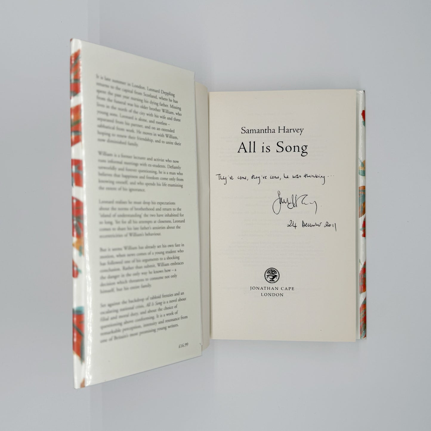 Harvey, Samantha - All is Song (Signed)