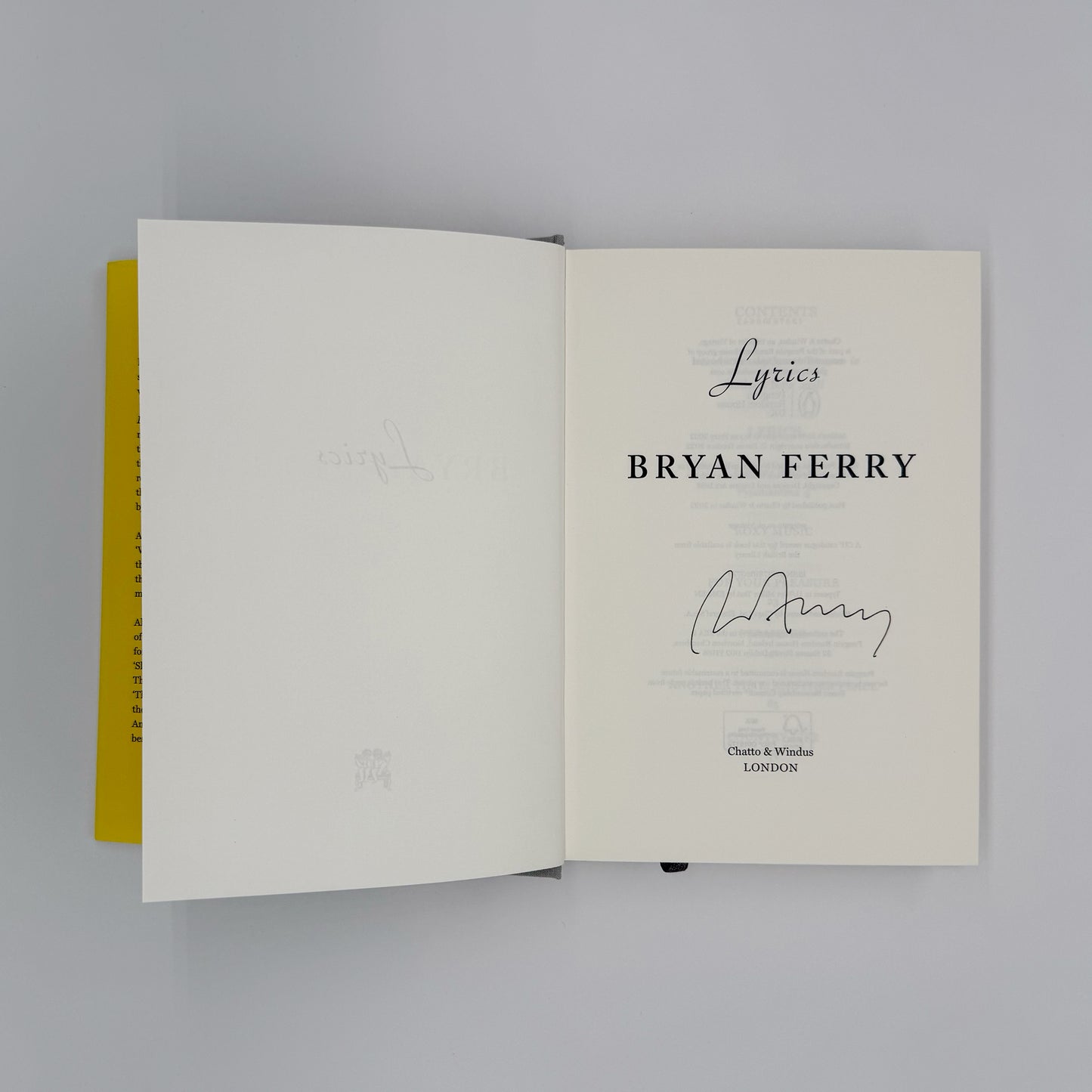 Ferry, Bryan - Lyrics (Signed)